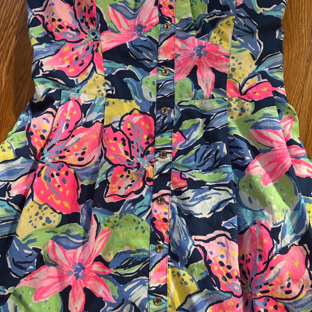 Lilly Pulitzer Easton Dress 4 Capri Soleil Nauti Navy Fit Flare Floral Sundress - Picture 6 of 16